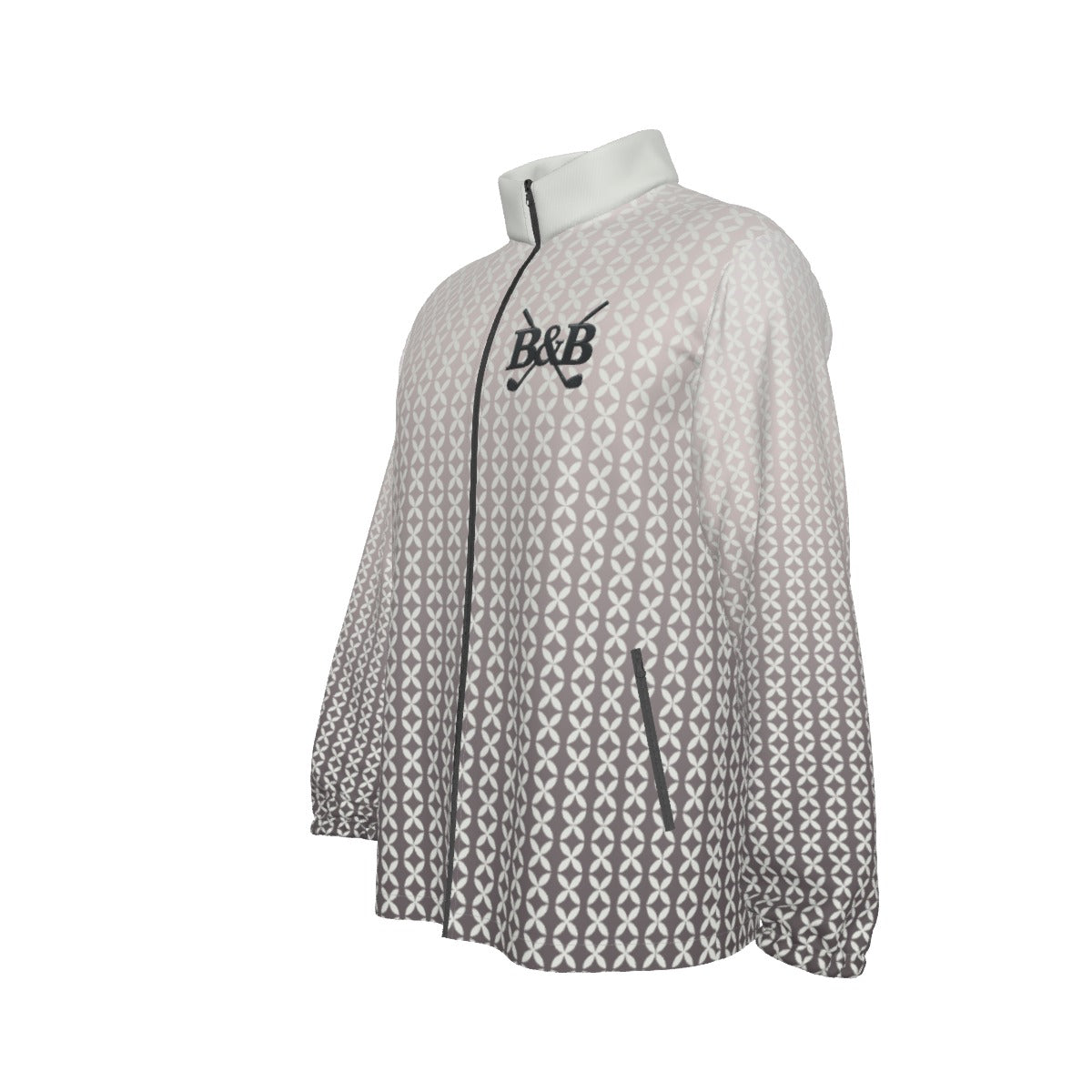 All-Over Print Men's Stand-up Collar Zip-up Windproof Jacket