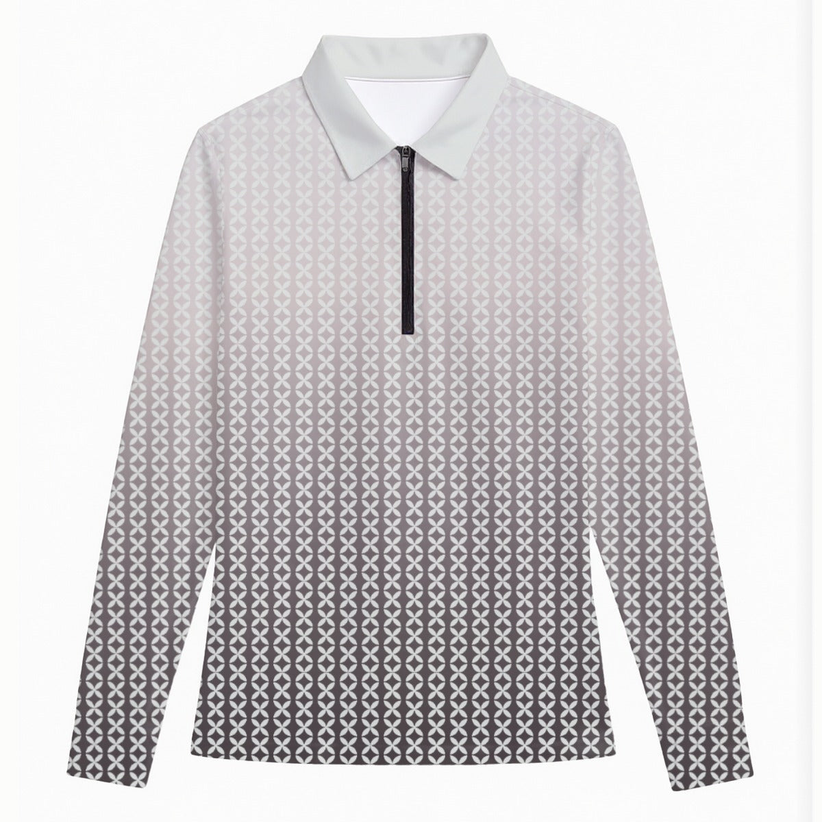 All-Over Print Women's Quarter Zip Sport Shirt With  Long Sleeve