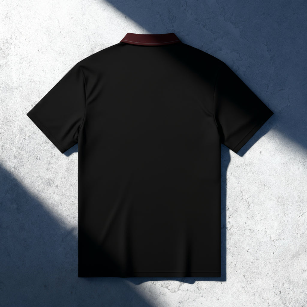The Fairway Noir Polo – Black & Maroon Performance Edition