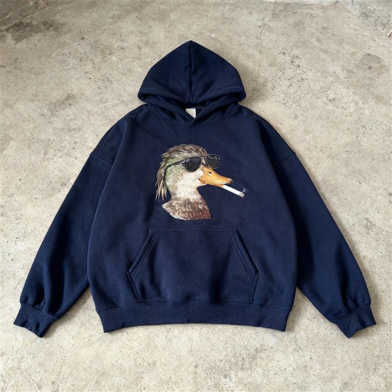 Cool Duck Hoodie – Navy Oversized B×B Streetwear Pullover