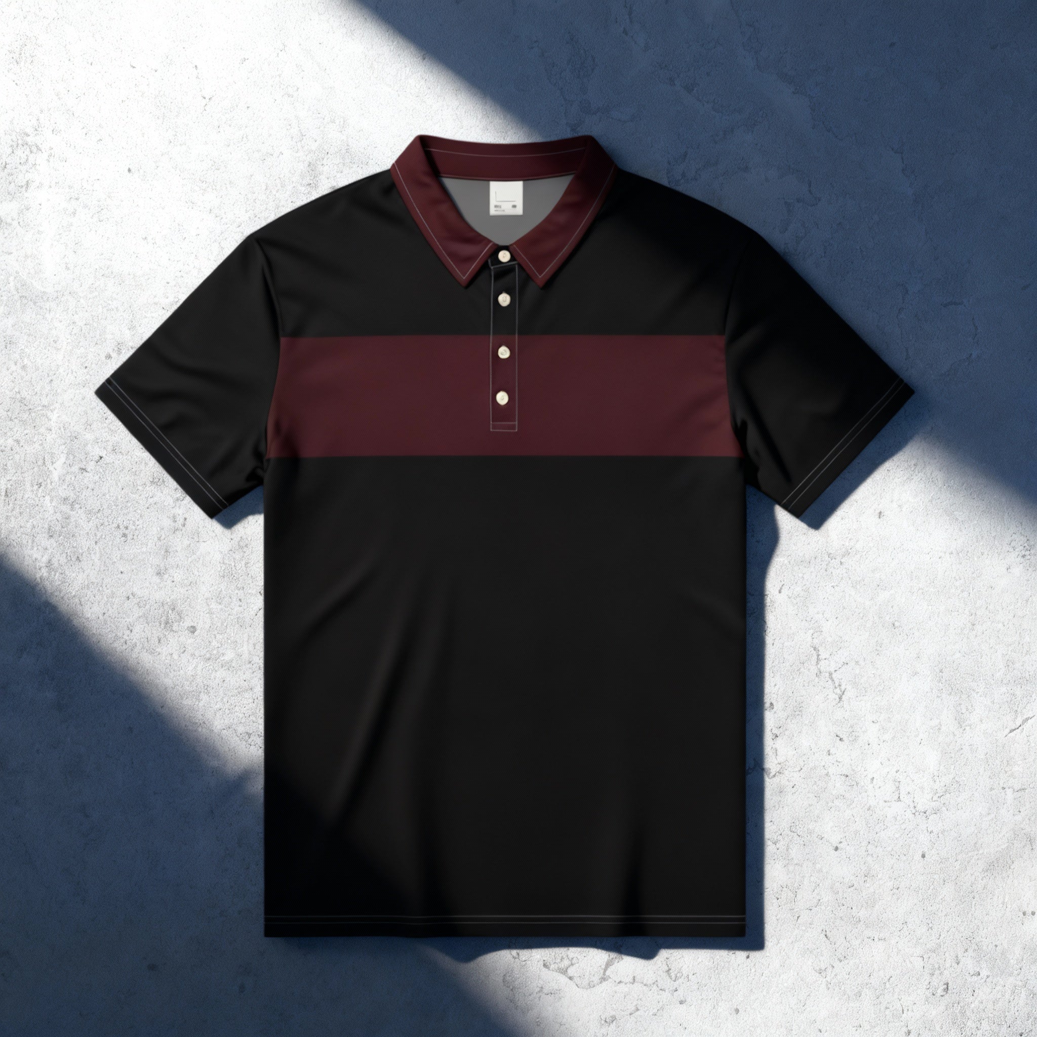 The Fairway Noir Polo – Black & Maroon Performance Edition